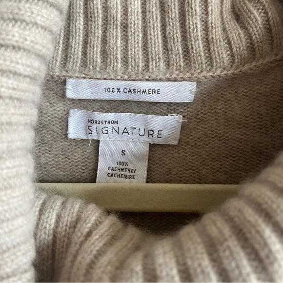 Nordstrom Signature 100% Cashmere Pullover Cowl Neck Oversized Beige Size S - Picture 4 of 14